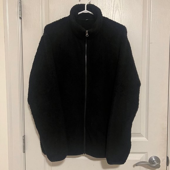 Uniqlo Fluffy Yarn Fleece Full Zip Up Jacket Black - Picture 3 of 5